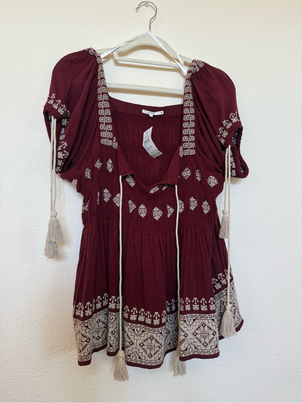 TULAROSA Burgundy Boho Blouse